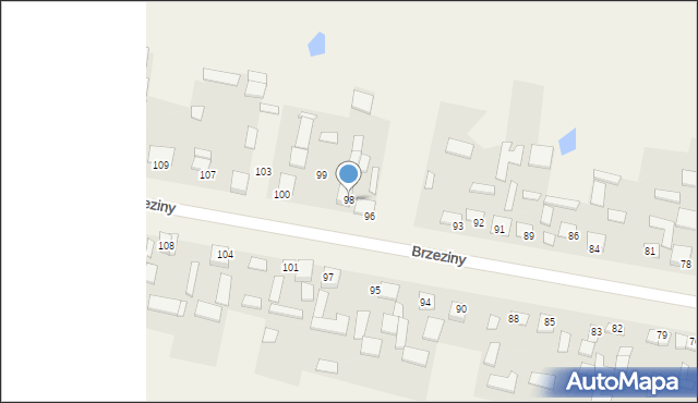 Brzeziny, Brzeziny, 98, mapa Brzeziny