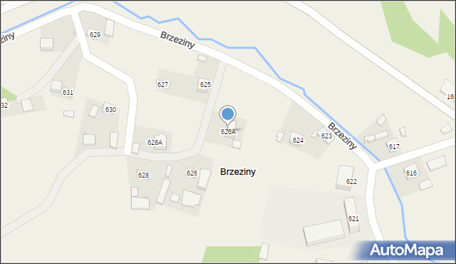 Brzeziny, Brzeziny, 626A, mapa Brzeziny