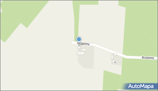 Brzeziny, Brzeziny, 15, mapa Brzeziny