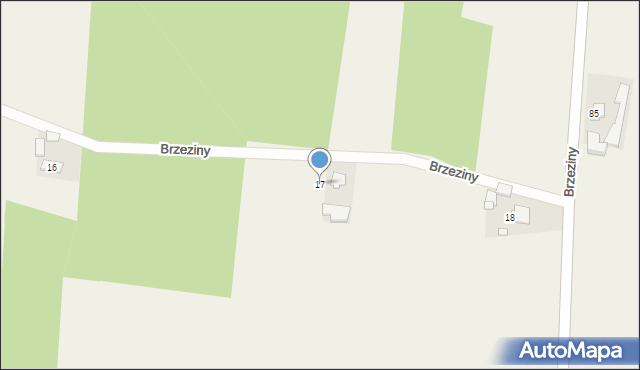 Brzeziny, Brzeziny, 17, mapa Brzeziny