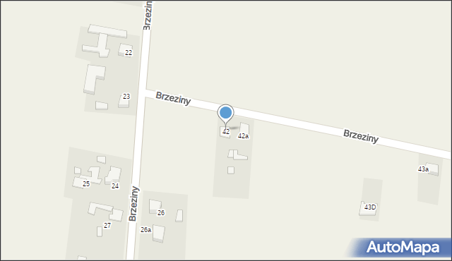 Brzeziny, Brzeziny, 42, mapa Brzeziny