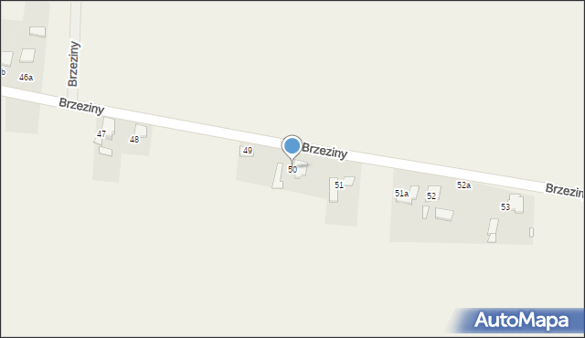 Brzeziny, Brzeziny, 50, mapa Brzeziny