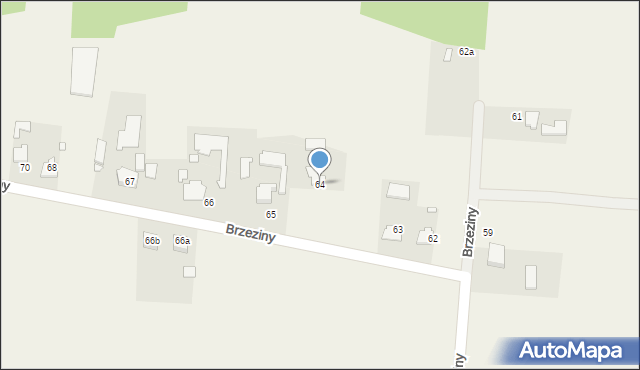 Brzeziny, Brzeziny, 64, mapa Brzeziny