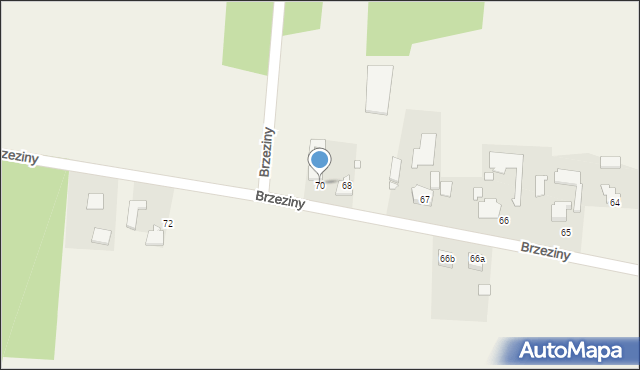 Brzeziny, Brzeziny, 70, mapa Brzeziny