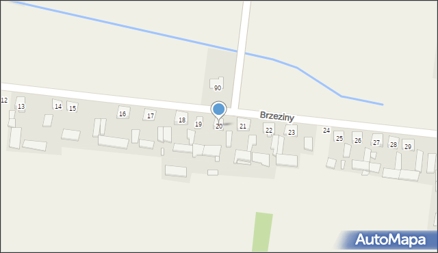 Brzeziny, Brzeziny, 20, mapa Brzeziny