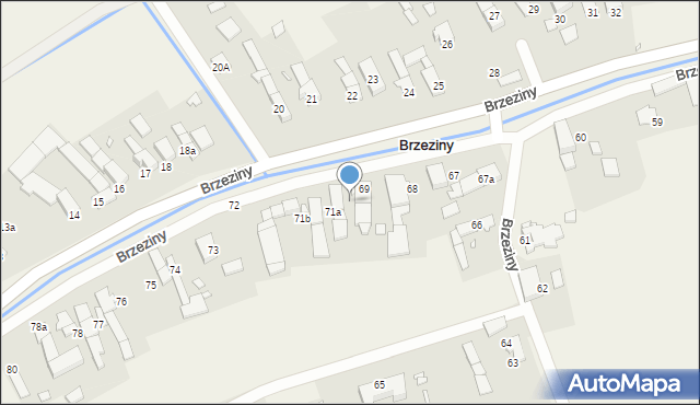 Brzeziny, Brzeziny, 70, mapa Brzeziny