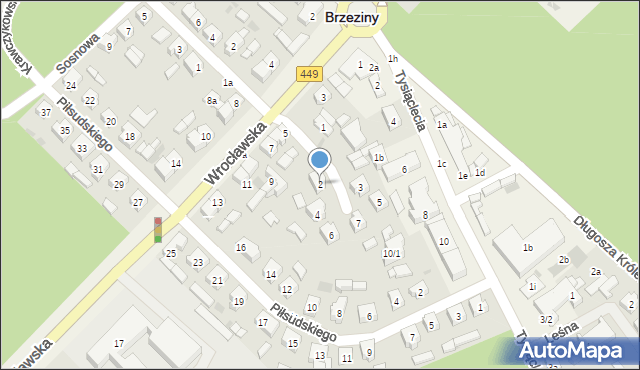 Brzeziny, Brzozowa, 2, mapa Brzeziny