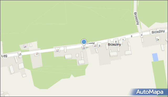 Brzeziny, Brzeziny, 11, mapa Brzeziny