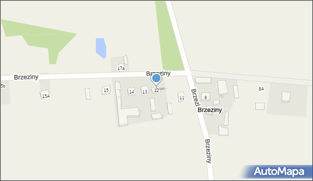 Brzeziny, Brzeziny, 12, mapa Brzeziny