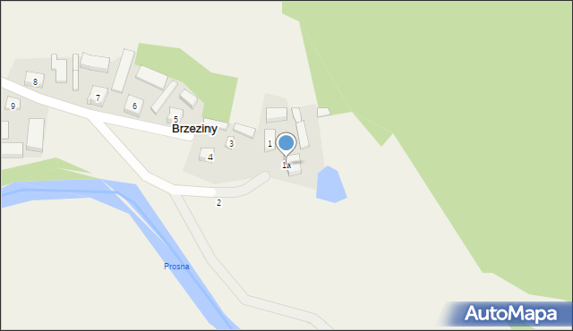 Brzeziny, Brzeziny, 1a, mapa Brzeziny