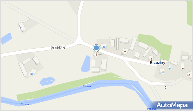 Brzeziny, Brzeziny, 9, mapa Brzeziny