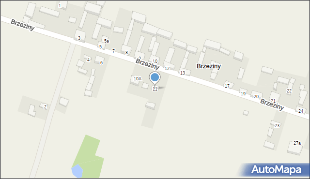 Brzeziny, Brzeziny, 11, mapa Brzeziny