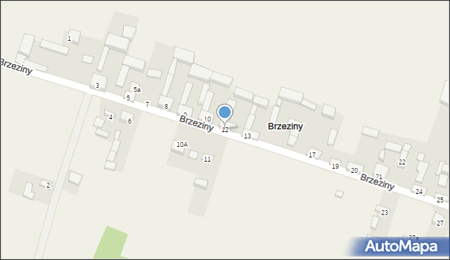 Brzeziny, Brzeziny, 12, mapa Brzeziny