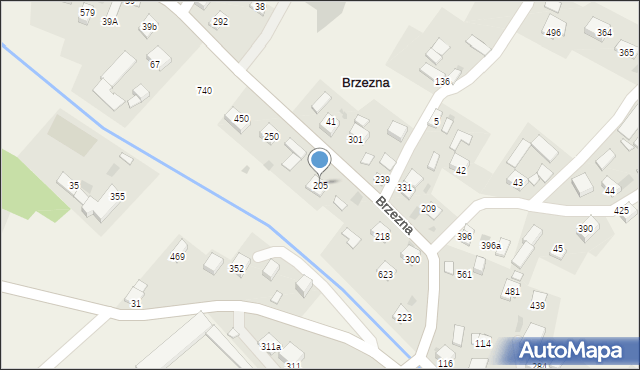 Brzezna, Brzezna, 205, mapa Brzezna