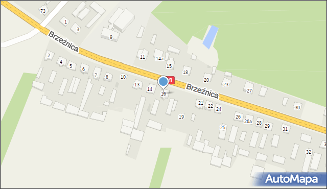 Brzeźnica, Brzeźnica, 16, mapa Brzeźnica