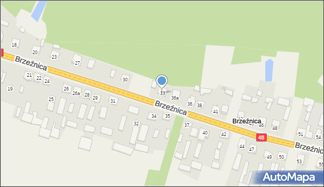 Brzeźnica, Brzeźnica, 33, mapa Brzeźnica