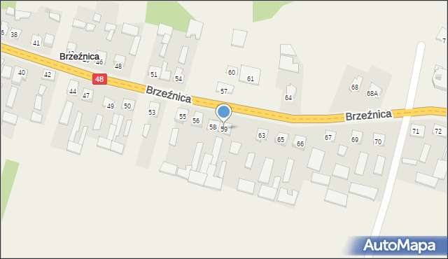 Brzeźnica, Brzeźnica, 59, mapa Brzeźnica