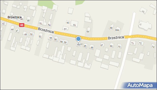 Brzeźnica, Brzeźnica, 63, mapa Brzeźnica