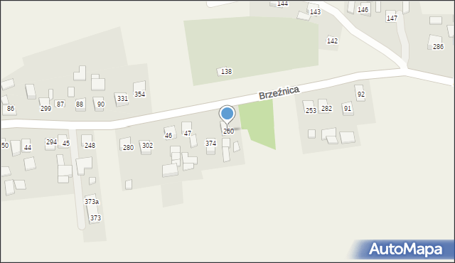 Brzeźnica, Brzeźnica, 260, mapa Brzeźnica