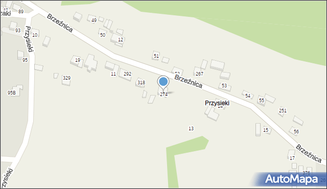 Brzeźnica, Brzeźnica, 274, mapa Brzeźnica