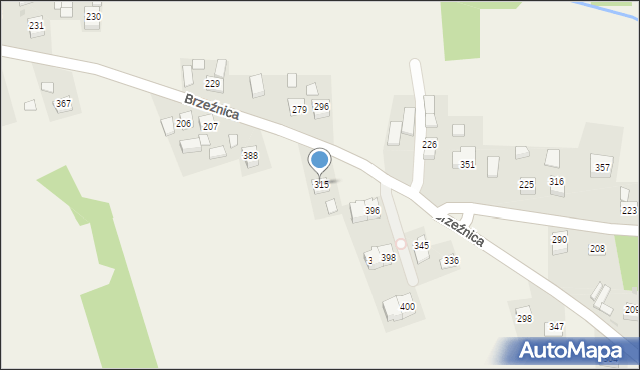 Brzeźnica, Brzeźnica, 315, mapa Brzeźnica