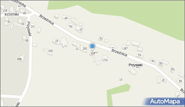 Brzeźnica, Brzeźnica, 318, mapa Brzeźnica