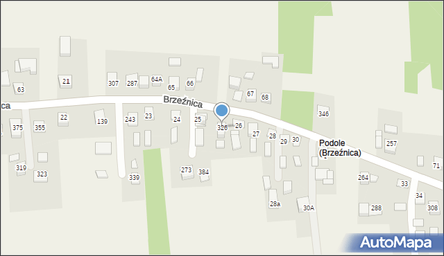 Brzeźnica, Brzeźnica, 326, mapa Brzeźnica