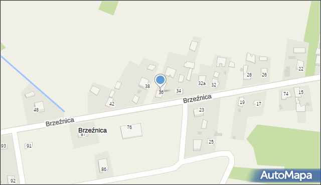 Brzeźnica, Brzeźnica, 36, mapa Brzeźnica