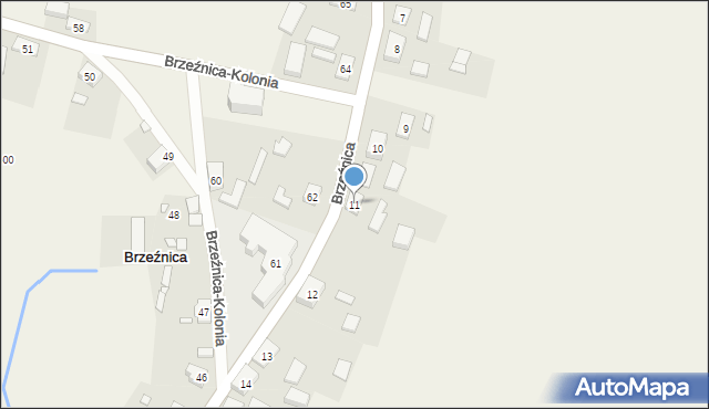 Brzeźnica, Brzeźnica, 11, mapa Brzeźnica