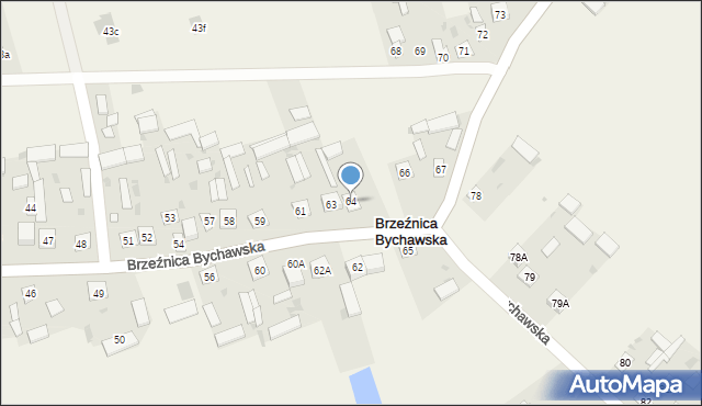Brzeźnica Bychawska, Brzeźnica Bychawska, 64, mapa Brzeźnica Bychawska