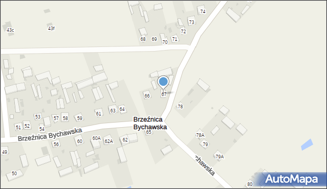 Brzeźnica Bychawska, Brzeźnica Bychawska, 67, mapa Brzeźnica Bychawska