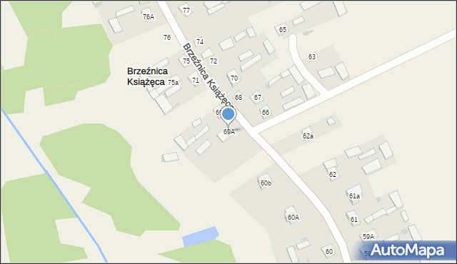 Brzeźnica Książęca, Brzeźnica Książęca, 69A, mapa Brzeźnica Książęca