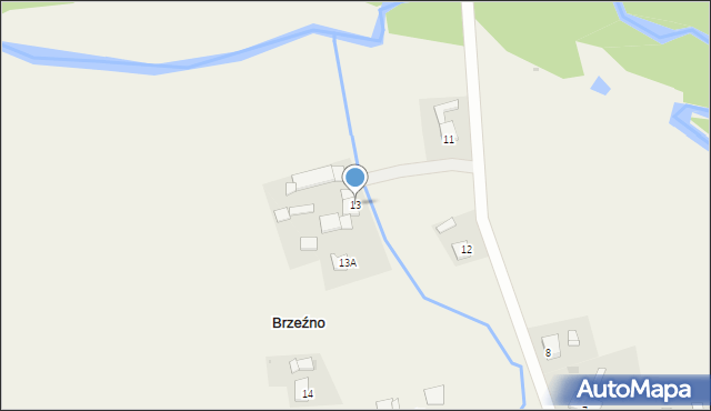 Brzeźno, Brzeźno, 13, mapa Brzeźno