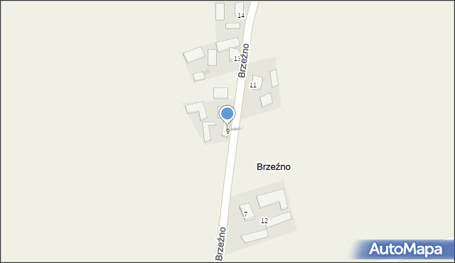 Brzeźno, Brzeźno, 9, mapa Brzeźno