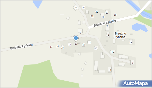 Brzeźno Łyńskie, Brzeźno Łyńskie, 13, mapa Brzeźno Łyńskie