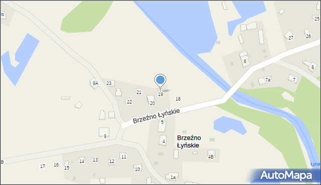 Brzeźno Łyńskie, Brzeźno Łyńskie, 19a, mapa Brzeźno Łyńskie