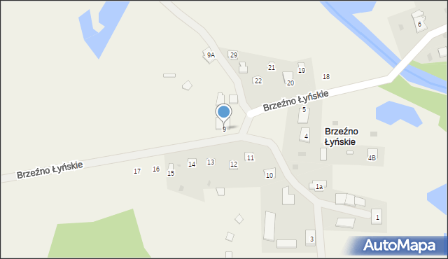 Brzeźno Łyńskie, Brzeźno Łyńskie, 9, mapa Brzeźno Łyńskie