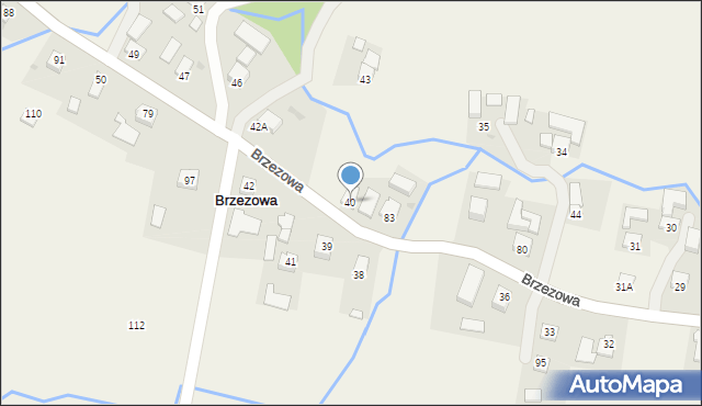 Brzezowa, Brzezowa, 40, mapa Brzezowa