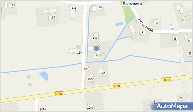 Brzezówka, Brzezówka, 105, mapa Brzezówka