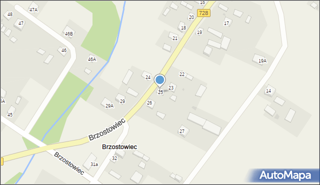 Brzostowiec, Brzostowiec, 25, mapa Brzostowiec