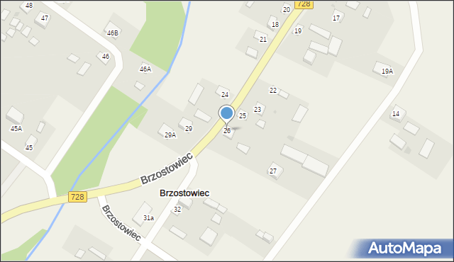 Brzostowiec, Brzostowiec, 26, mapa Brzostowiec