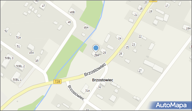 Brzostowiec, Brzostowiec, 29A, mapa Brzostowiec