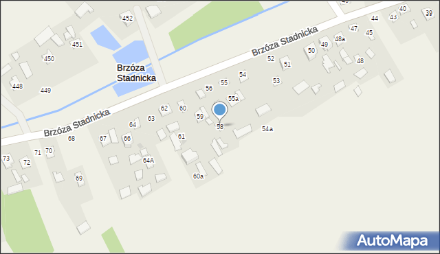 Brzóza Stadnicka, Brzóza Stadnicka, 58, mapa Brzóza Stadnicka