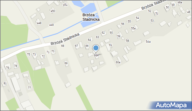 Brzóza Stadnicka, Brzóza Stadnicka, 64A, mapa Brzóza Stadnicka