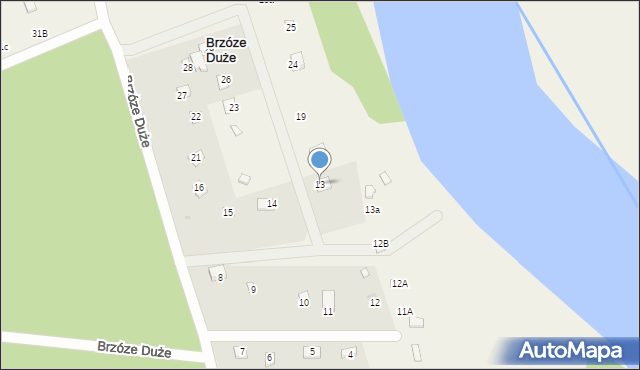 Brzóze Duże, Brzóze Duże, 13, mapa Brzóze Duże