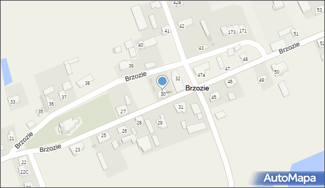 Brzozie, Brzozie, 30, mapa Brzozie