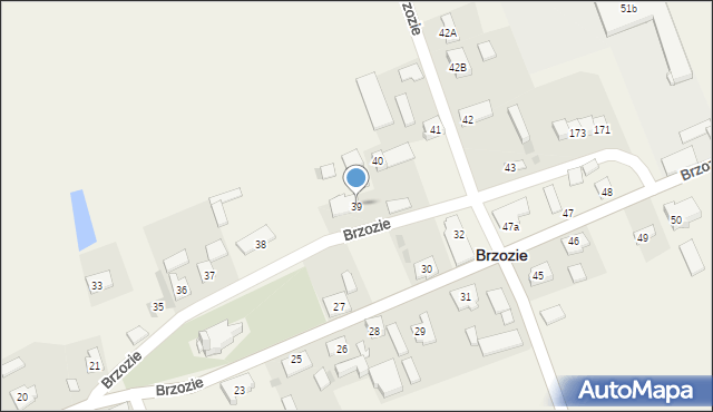 Brzozie, Brzozie, 39, mapa Brzozie