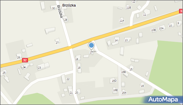 Brzózka, Brzózka, 17, mapa Brzózka