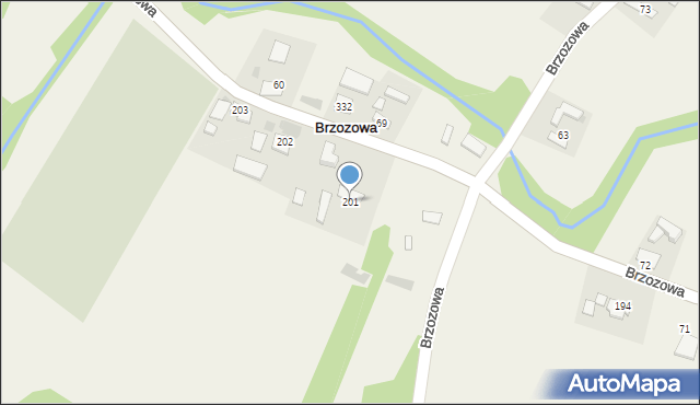 Brzozowa, Brzozowa, 201, mapa Brzozowa