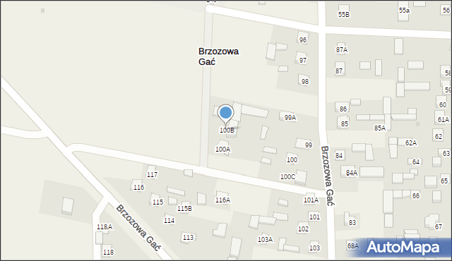 Brzozowa Gać, Brzozowa Gać, 100B, mapa Brzozowa Gać